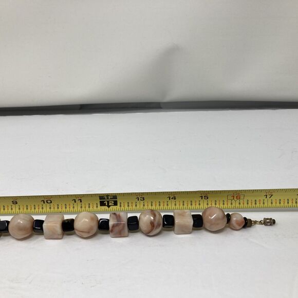 Pauline Rader Chunky Beaded Necklace Choker Style Vintage Earth tones & Black - Picture 10 of 11